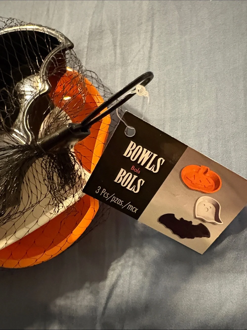 Halloween Pumpkin Cake Pan, witch head band, bowls, purple shaker on stick